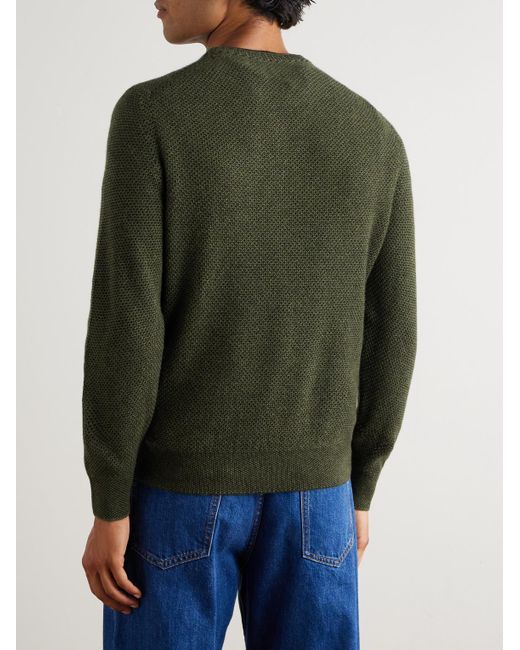 Loro Piana Green Varallo Honeycomb-Knit Baby Cashmere Sweater for men