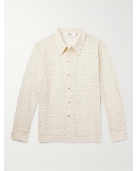 Séfr Natural Jagou Crocheted Cotton Shirt for men