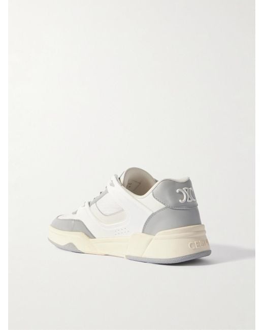 Céline White Ct-09 Leather, Rubber And Mesh Sneakers for men