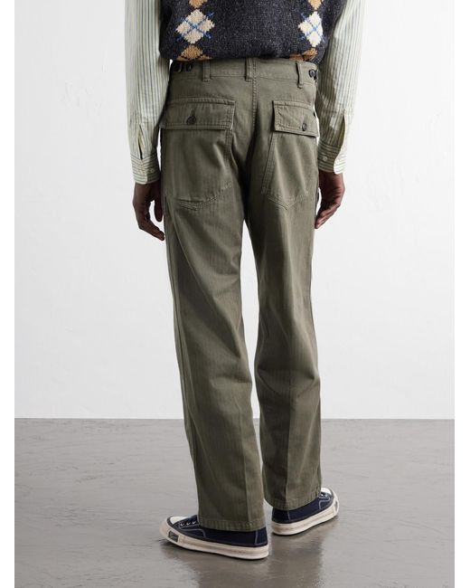 Visvim Gray Benning Straigh-Leg Herringbone Cotton Trousers for men