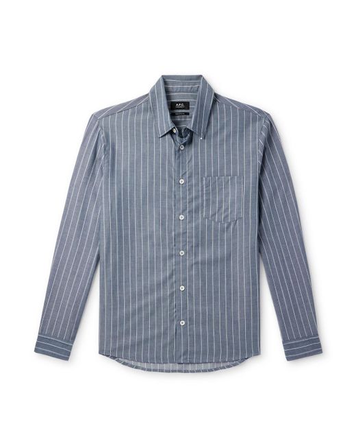 A.P.C. Blue Clement Striped Cotton And Wool-Blend Shirt for men