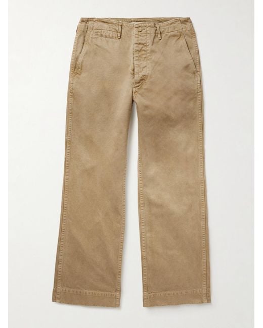 Auralee Natural Finx Straight-Leg Cropped Cotton-Twill Chinos for men