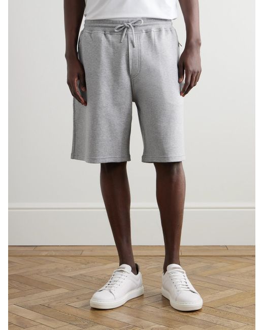 Brunello Cucinelli Gray Straight-Leg Cotton-Blend Jersey Drawstring Shorts for men