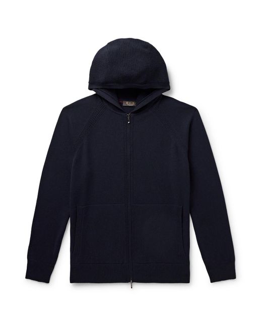 Loro Piana Blue Baby Cashmere Hooded Bomber Jacket for men