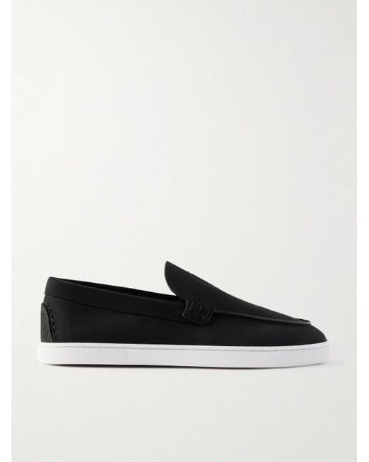 Christian Louboutin Moonboat Loafers aus Nubukleder mit Logoprägung in White für Herren
