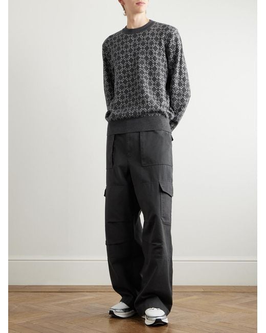 Givenchy Gray Logo-Jacquard Wool-Blend Sweater for men