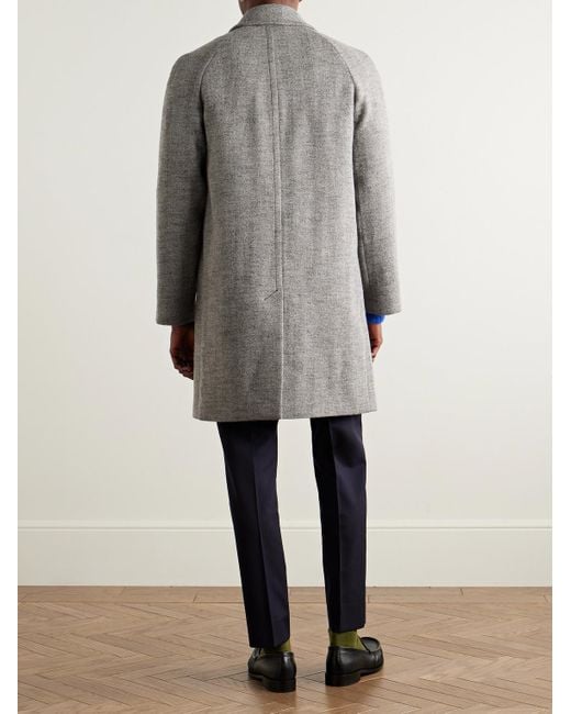 Paul Smith Gray Herringbone Wool-Blend Coat for men