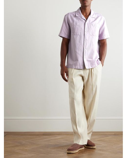 Mr P. Pink Michael 2 Convertible-Collar Cotton And Linen-Blend Twill Shirt for men