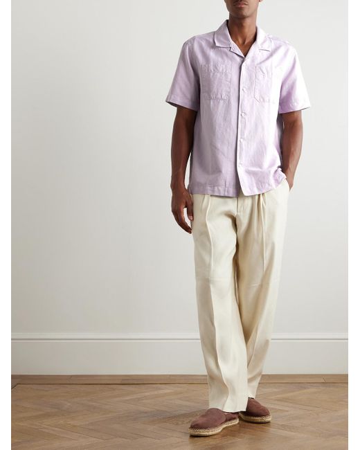 Mr P. Michael 2 Hemd aus Twill aus einer Baumwoll-Leinenmischung mit wandelbarem Kragen in Pink für Herren