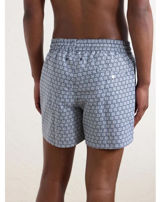 Frescobol Carioca Blue Rio Straight-leg Mid-length Printed Recycled Swim Shorts for men