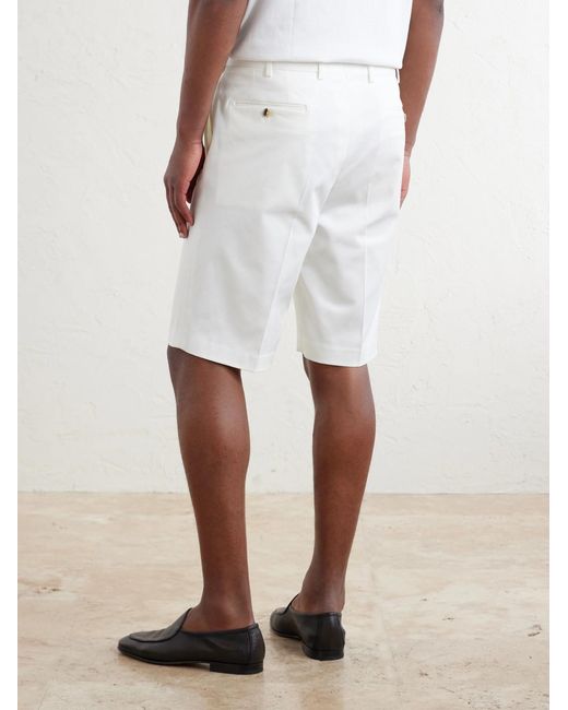 De Petrillo White Straight-Leg Cotton-Blend Twill Shorts for men