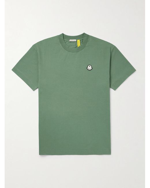 Moncler Genius Palm Angels T-Shirt aus Baumwoll-Jersey mit Logoapplikation in Green für Herren