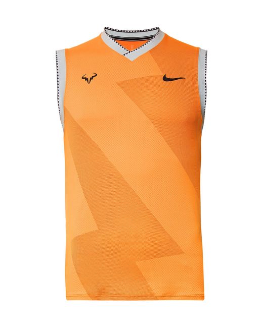 Nike Orange Rafa Slim-fit Aeroreact Tennis Tank Top for men