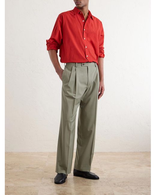 Auralee Gray Ultra Fine Tropical Wool Trousers for men