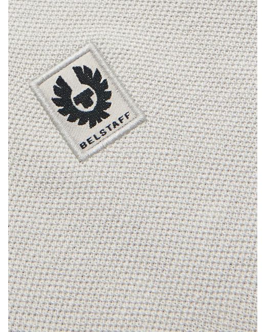 Belstaff Drift Oberteil aus Piqué aus einer Baumwoll-Seidenmischung mit Polokragen und kurzem Reißverschluss in White für Herren