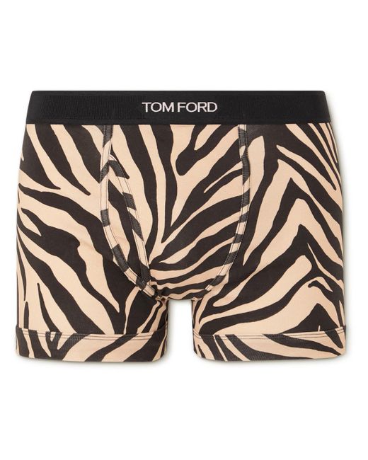 Tom Ford Zebra-print Stretch-cotton Boxer Briefs in Black for Men | Lyst