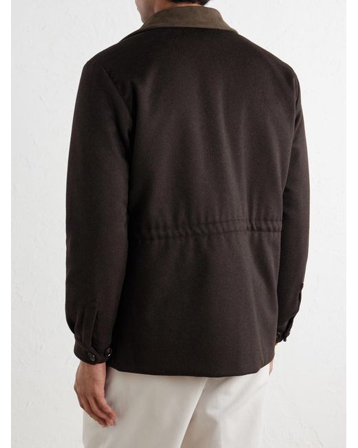 Caruso Black Dalila Suede-trimmed Wool Jacket for men