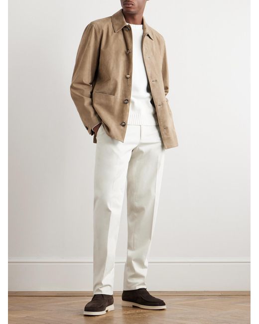 Loro Piana White Jarno Austin Straight-Leg Stretch-Cotton Twill Trousers for men