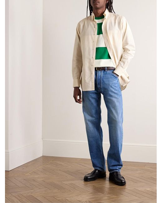 Drake's Natural Button-Down Collar Cotton Oxford Shirt for men