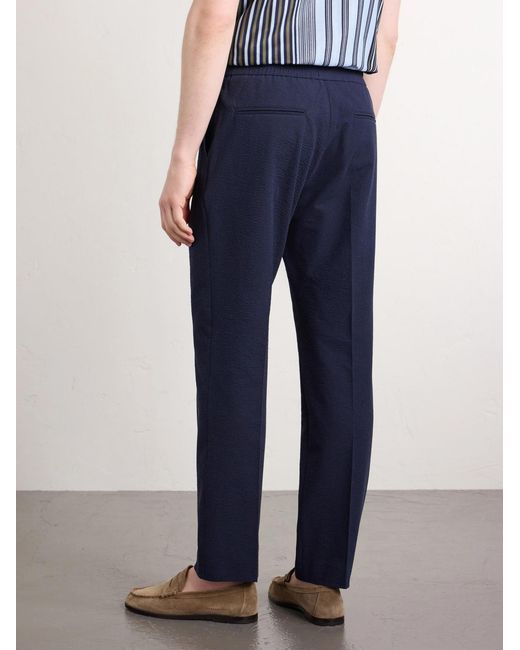 Paul Smith Blue Straight-leg Cotton-blend Seersucker Trousers for men