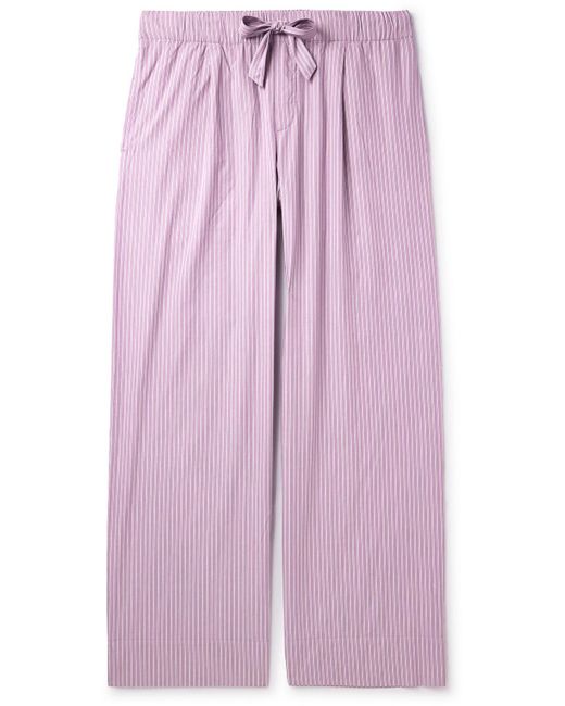 Tekla Purple Birkenstock Straight-leg Pleated Striped Organic Cotton-poplin Pyjama Bottom for men
