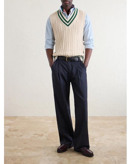 Drake's Natural Cricket Knitted Cotton And Cashmere-Blend Vest for men