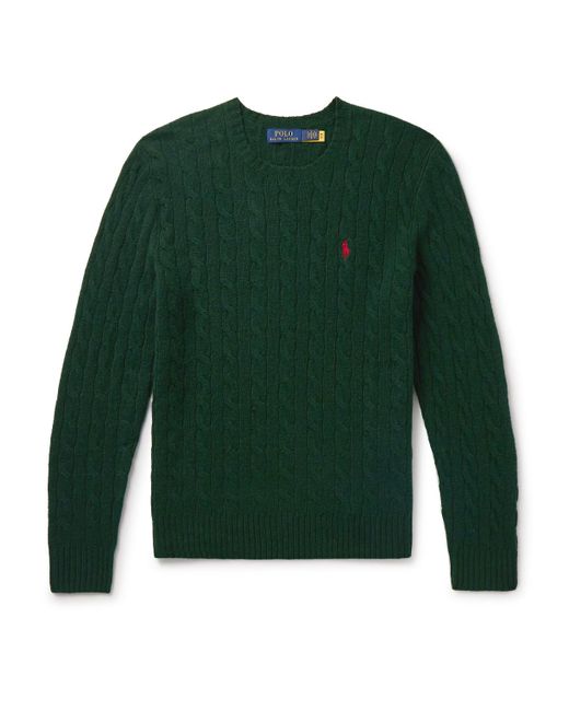 Polo Ralph Lauren Green Cable-knit Wool And Cashmere-blend Sweater for men