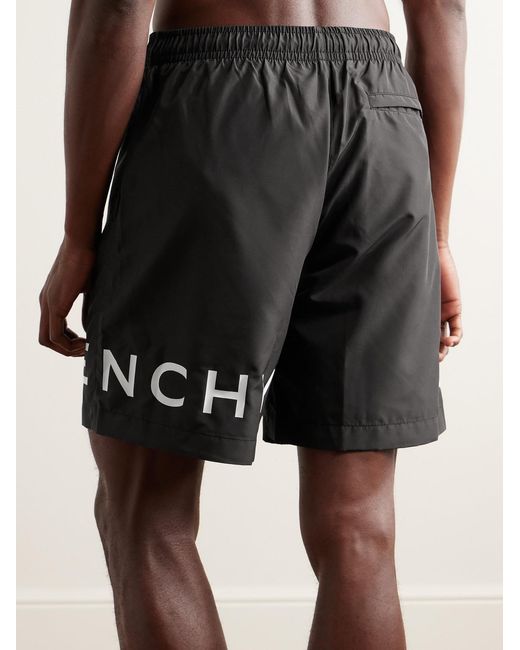 Givenchy Black Straight-Leg Long-Length Logo-Print Swim Shorts for men