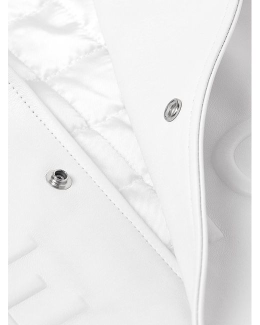 Givenchy White Logo-Embossed Leather Varsity Jacket for men