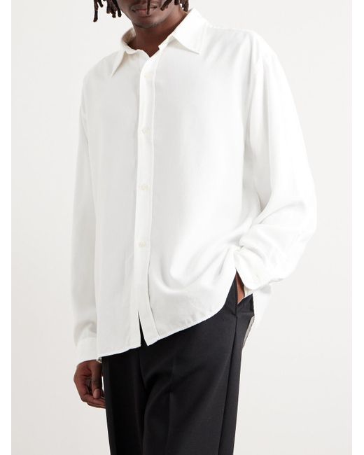 mfpen White Comfy Oversized Tm Lyocell-twill Shirt for men