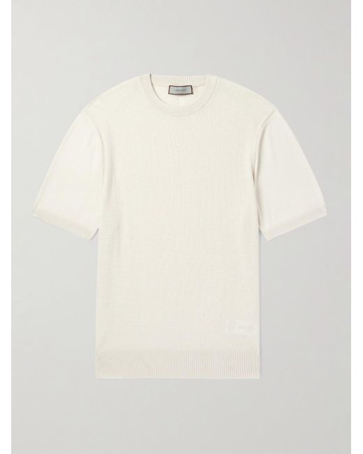 Canali Natural Slim-fit Waffle-knit Cotton And Silk-blend T-shirt for men
