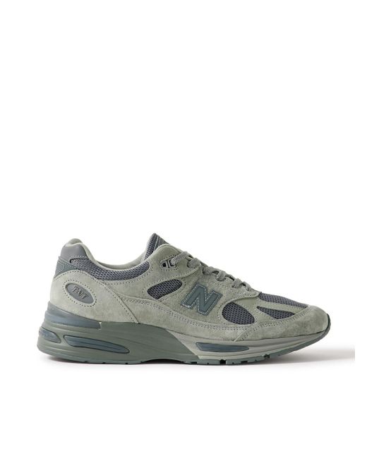 New Balance Gray Thisisneverthat 991V2 Leather-Trimmed Suede And Mesh Sneakers for men