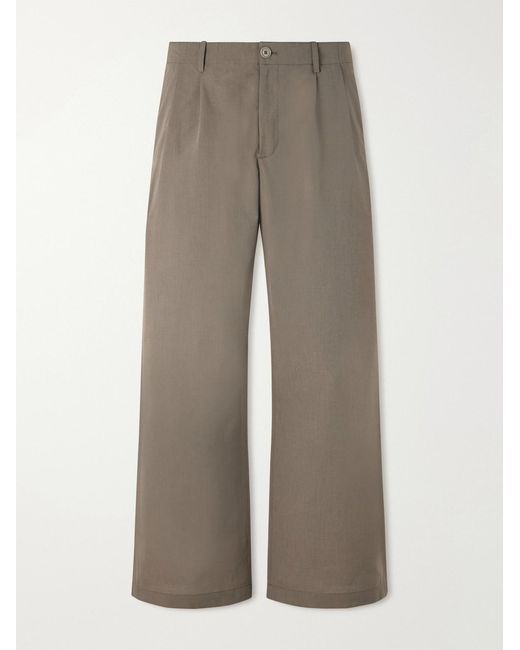 Our Legacy Natural Bridge Wide-Leg Pleated Virgin Wool And Cotton-Blend Chinos for men