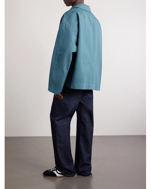Dries Van Noten Blue Robinson Cotton-Twill Coat for men