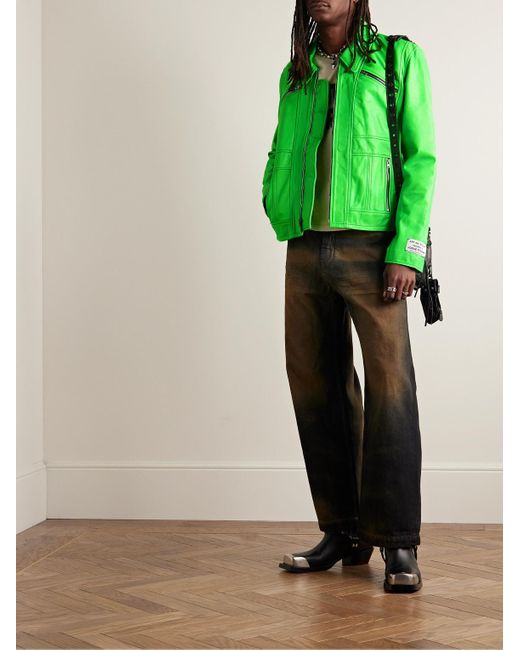 GALLERY DEPT. Green Bowery Slim-fit Leather Jacket for men