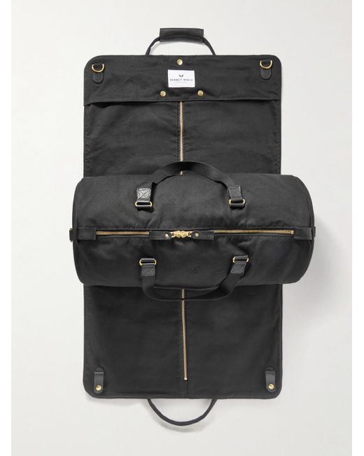 Bennett Winch Black Leather-Trimmed Cotton-Canvas Suit Carrier And Holdall for men