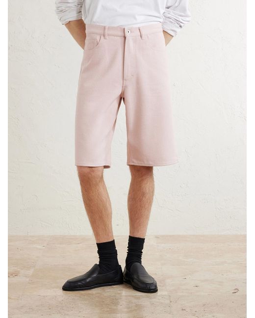 Auralee Pink Wide-Leg Silk Shorts for men