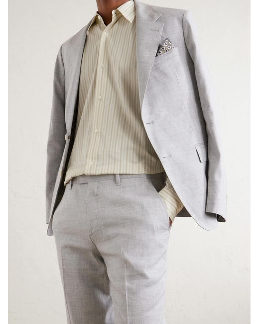 Mr P. White Straight-leg Linen And Wool-blend Suit Trousers for men