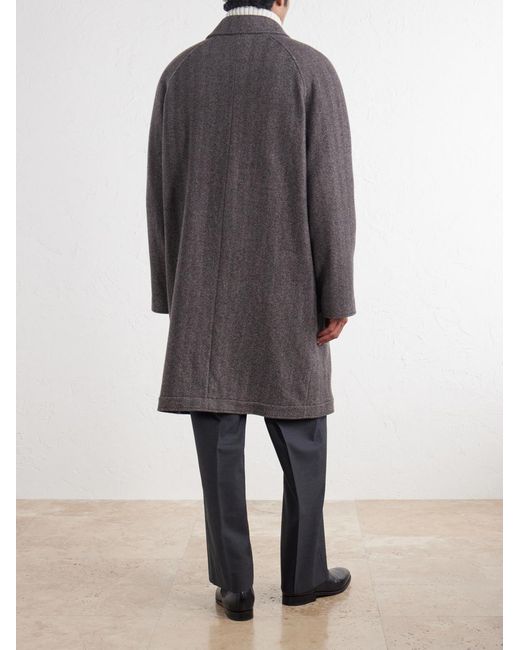 Eleventy Gray Herringbone Cashmere Coat for men