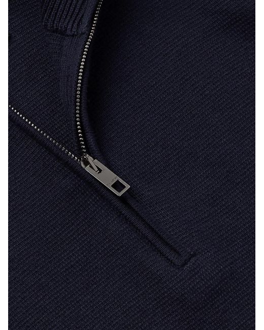 Nili Lotan Blue Nathaniel Cotton And Cashmere-Blend Half-Zip Sweater for men
