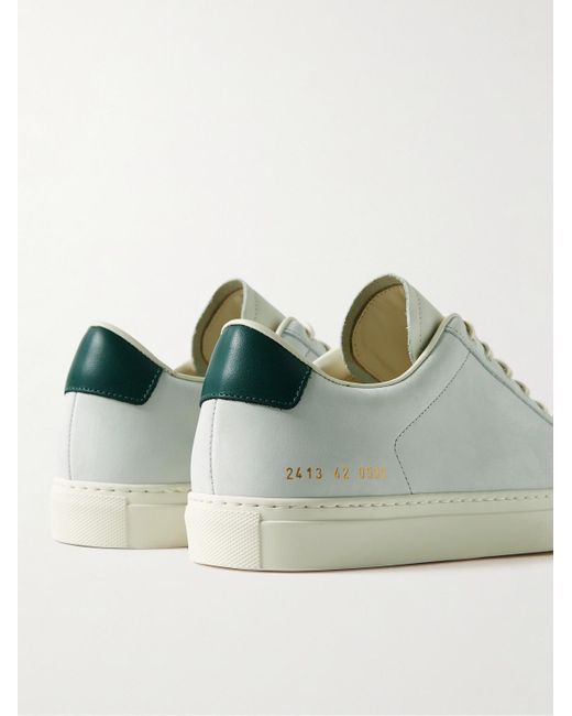 Common Projects White Retro Leather-trimmed Nubuck Sneakers for men