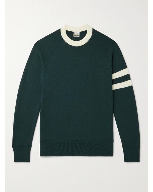 Sunspel Green Paul Weller Striped Merino Wool Sweater for men