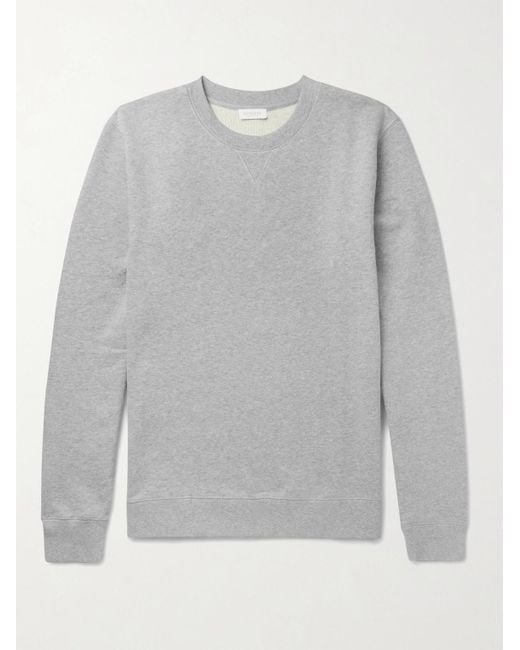 Sunspel Gray Brushed Loopback Cotton-Jersey Sweatshirt for men