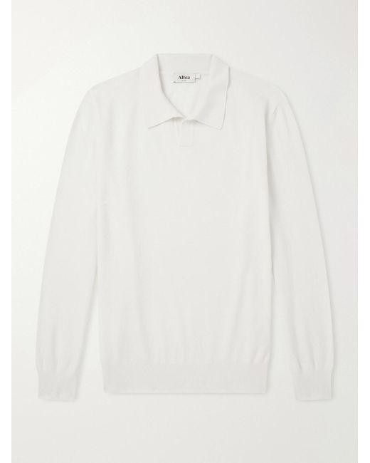 Altea White Virgin Wool Polo Sweater for men