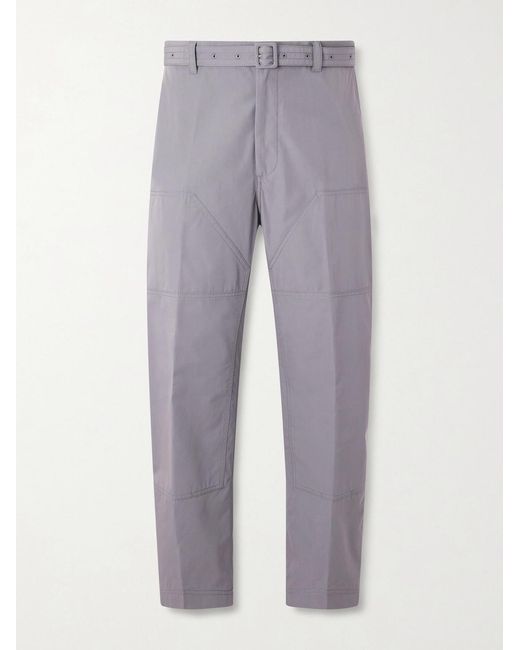 Thom Browne Gray Carpenter Cropped Straight-leg Belted Cotton Trousers for men