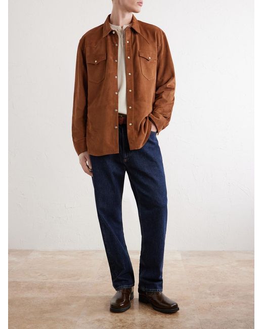 Officine Generale Brown Mashall Suede Jacket for men