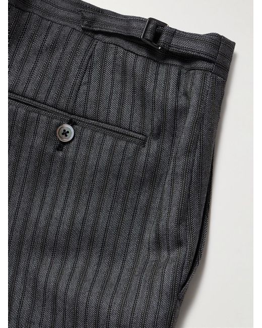 Pantaloni slim-fit a gamba dritta in lana a righe Westminster di Favourbrook in Gray da Uomo