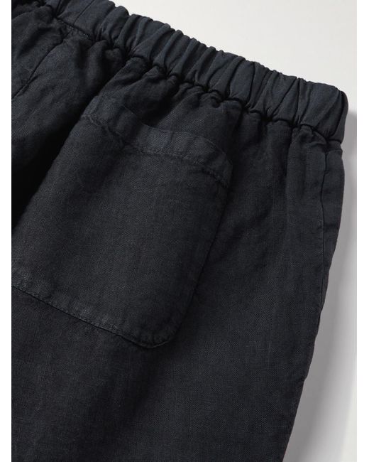 Boglioli Black Straight-Leg Linen Shorts for men
