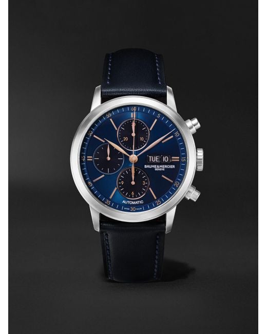Baume & Mercier Black Classima Automatic Chronograph 42Mm Stainless Steel And Leather Watch, Ref. No. 10781 for men