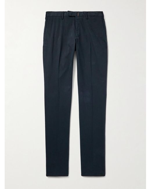 Slowear Blue Incotex Straight-leg Cotton-blend Twill Trousers for men